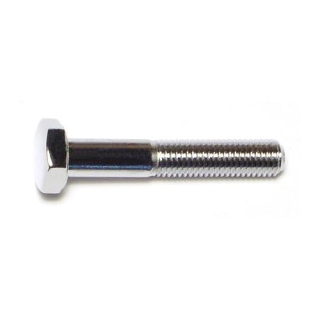 Midwest Fastener Grade 5, 1/4"-28 Hex Head Cap Screw, Chrome Plated Steel, 1-3/4 in L, 10 PK 75268